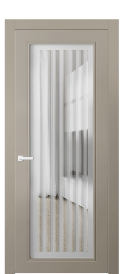 Межкомнатная дверь Neo Classic 8000 Матовый бисквитный Сатинированное с гравировкой "Каннелюры", триплекс Цена 4360 AZE | Volhovec