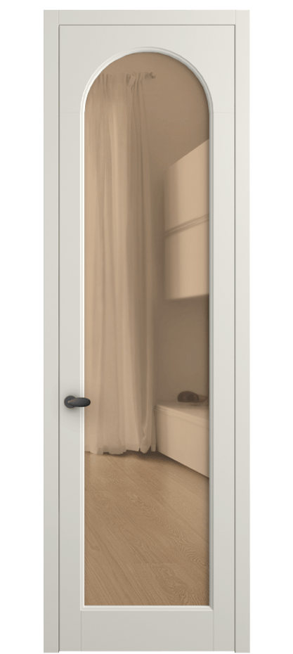 Межкомнатная дверь Палаццо 6804 Матовый жемчужный Прозрачное оранжевое стекло, триплекс Цена 5100 AZE | Volhovec