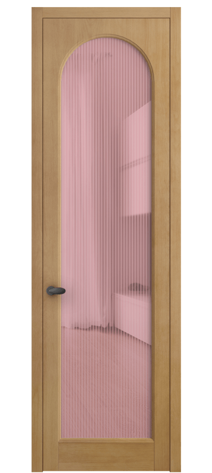 Межкомнатная дверь Палаццо 6804 Бук натуральный матовый Рифлёное розовое стекло "Мору", триплекс Цена 6700 AZE | Volhovec
