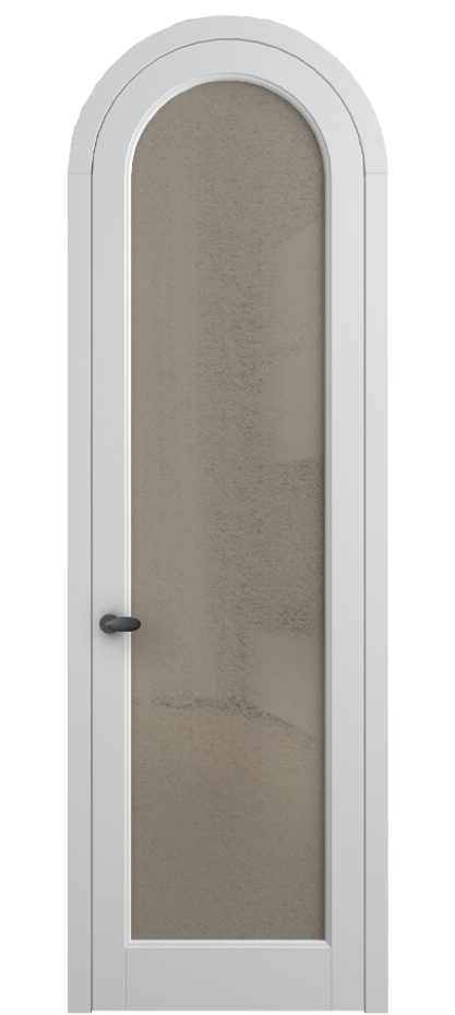 Межкомнатная дверь Палаццо 6814 Матовый белоснежный Фактурное бронзовое стекло "Лёд", триплекс Цена 6800 AZE | Volhovec