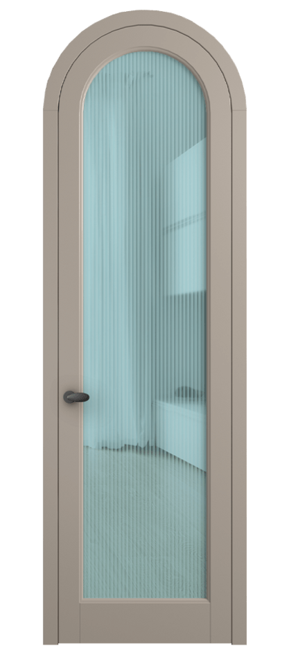 Межкомнатная дверь Палаццо 6814 Матовый бисквитный Рифлёное голубое стекло "Мору", триплекс Цена 6900 AZE | Volhovec
