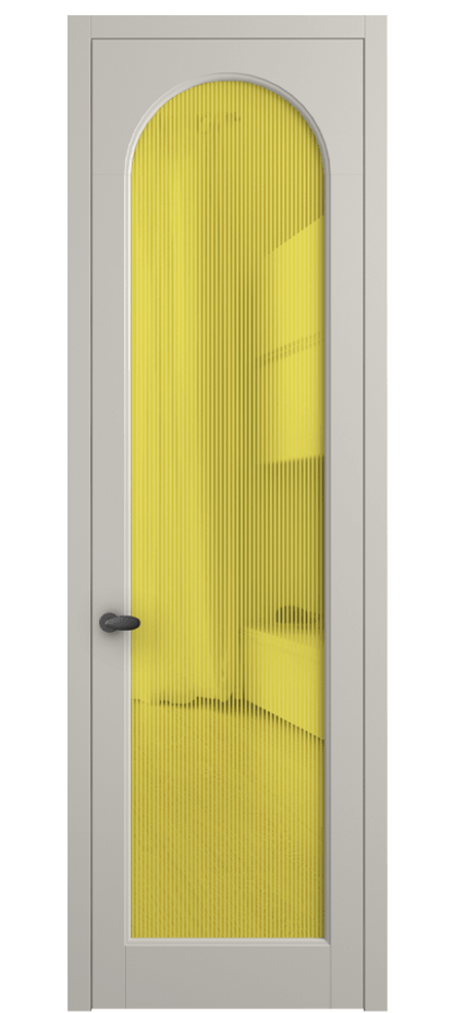 Межкомнатная дверь Палаццо 6804 Матовый облачно-серый Рифлёное желтое стекло "Дюна", триплекс Цена 5400 AZE | Volhovec