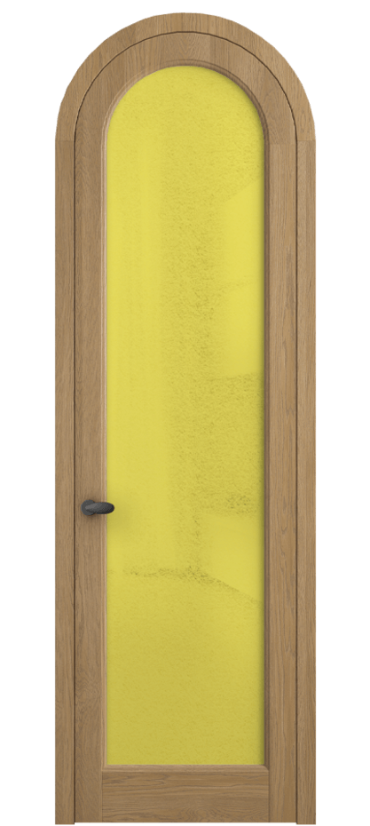Межкомнатная дверь Палаццо 6814 Дуб пшеничный матовый Фактурное жёлтое стекло "Лёд", триплекс Цена 11300 AZE | Volhovec