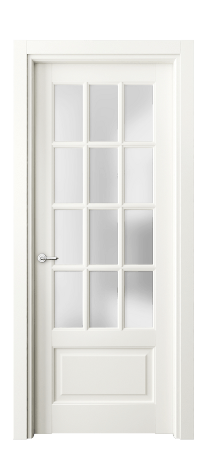 Межкомнатная дверь Тоскана Грильято 6313 Матовый жемчужный Сатинированное стекло Цена 5950 AZE | Volhovec