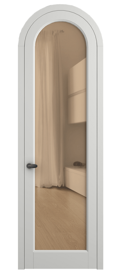 Межкомнатная дверь Палаццо 6814 Матовый светло-серый Прозрачное оранжевое стекло, триплекс Цена 6500 AZE | Volhovec