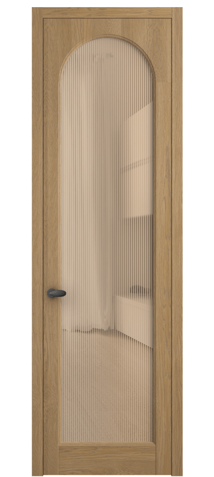 Межкомнатная дверь Палаццо 6804 Дуб пшеничный матовый Рифлёное оранжевое стекло "Дюна", триплекс Цена 8300 AZE | Volhovec