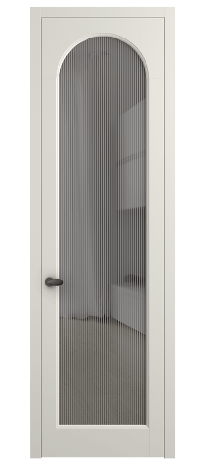 Межкомнатная дверь Палаццо 6804 Матовый жемчужный Рифлёное серое стекло "Дюна", триплекс Цена 5400 AZE | Volhovec