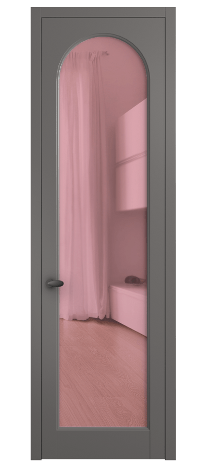 Межкомнатная дверь Палаццо 6804 Матовый классический серый Прозрачное розовое стекло, триплекс Цена 5100 AZE | Volhovec
