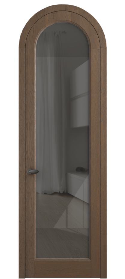 Межкомнатная дверь Палаццо 6814 Дуб туманный матовый Рефлективное серое стекло "Стопсол", калёное Цена 11200 AZE | Volhovec