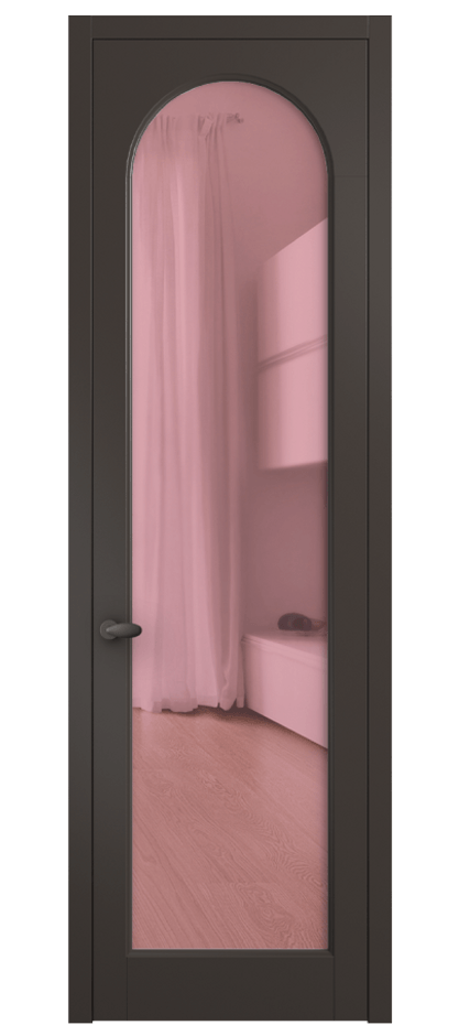 Межкомнатная дверь Палаццо 6804 Матовый антрацит Прозрачное розовое стекло, триплекс Цена 5100 AZE | Volhovec