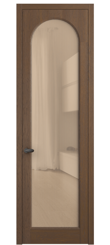 Межкомнатная дверь Палаццо 6804 Дуб каштановый матовый Рифлёное оранжевое стекло "Дюна", триплекс Цена 8300 AZE | Volhovec