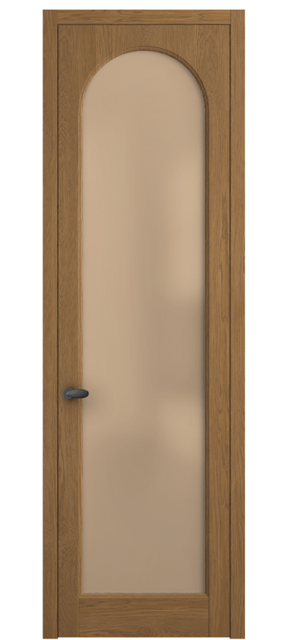 Межкомнатная дверь Палаццо 6804 Дуб пряный матовый Сатинированное оранжевое стекло, триплекс Цена 7700 AZE | Volhovec