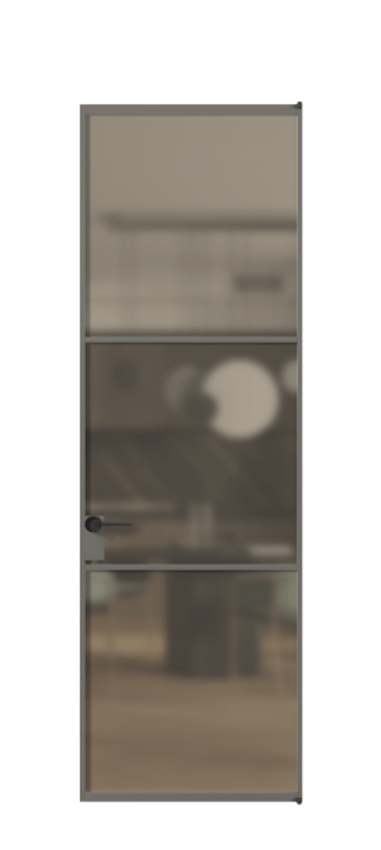 Алюминиевая дверь АЛПЛ040.03 Алюминий классический серый Сатинированное бронзовое стекло, триплекс Цена 123070  | Volhovec