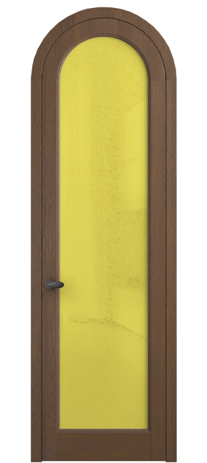 Межкомнатная дверь Палаццо 6814 Дуб каштановый матовый Фактурное жёлтое стекло "Лёд", триплекс Цена 11300 AZE | Volhovec