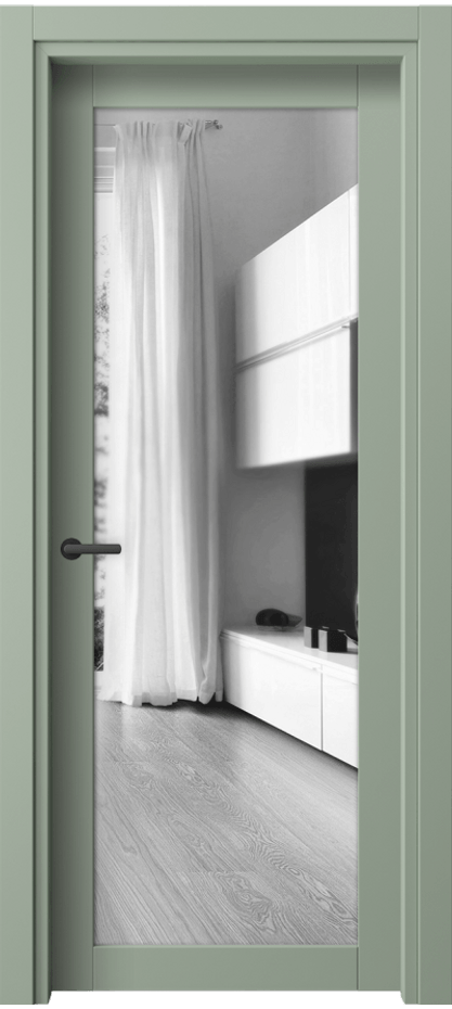 Межкомнатная дверь Нео 2102 ПЭТ светло-оливковый Двустороннее зеркало, триплекс Цена 1530 AZE | Volhovec