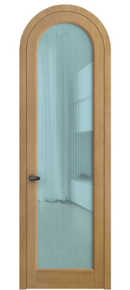 Межкомнатная дверь Палаццо 6814 Бук натуральный матовый Рифлёное голубое стекло "Мору", триплекс Цена 9400 AZE | Volhovec