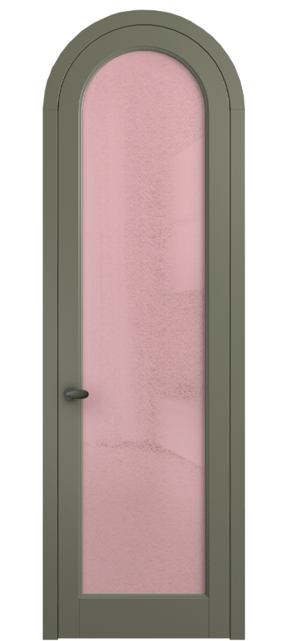Межкомнатная дверь Палаццо 6814 Матовый оливковый тёмный Фактурное розовое стекло "Лёд", триплекс Цена 6800 AZE | Volhovec