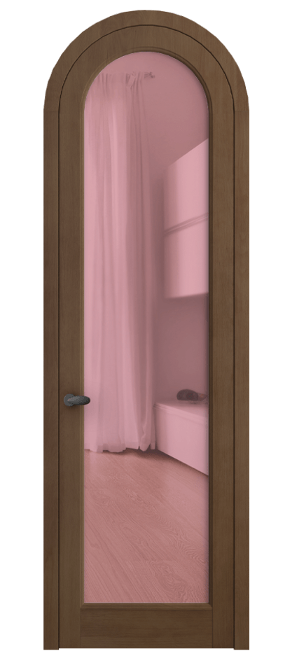 Межкомнатная дверь Палаццо 6814 Бук тёмный матовый Прозрачное розовое стекло, триплекс Цена 9100 AZE | Volhovec