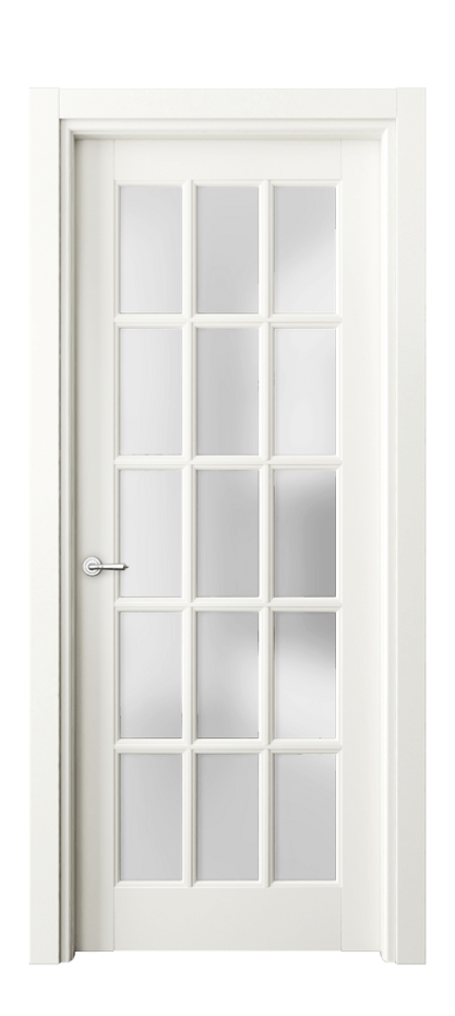 Межкомнатная дверь Тоскана Грильято 6311 Матовый жемчужный Сатинированное стекло Цена 5830 AZE | Volhovec