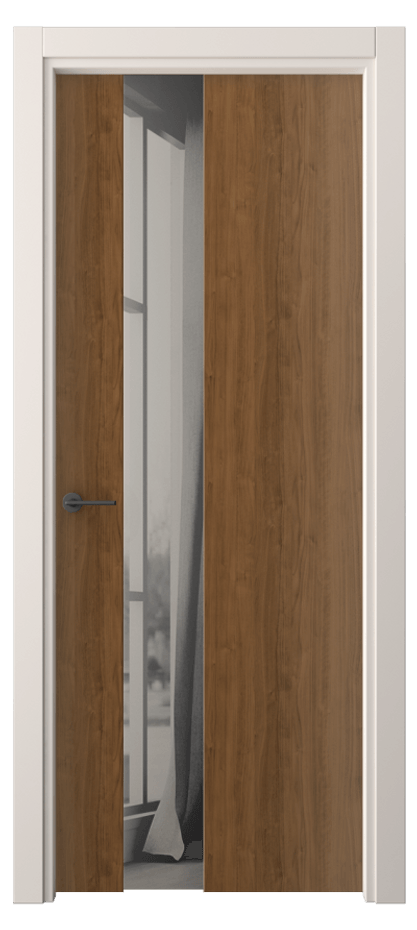 Межкомнатная дверь Freedom 4224 Лесной орех Двустороннее серое зеркало, триплекс, 8 мм  Цена 2100.6 AZE | Volhovec