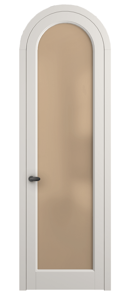 Межкомнатная дверь Палаццо 6814 Матовый пудровый белый Сатинированное оранжевое стекло, триплекс Цена 6700 AZE | Volhovec