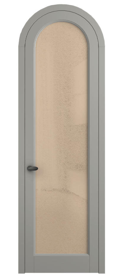 Межкомнатная дверь Палаццо 6814 Матовый нейтральный серый Фактурное оранжевое стекло "Лёд", триплекс Цена 6800 AZE | Volhovec