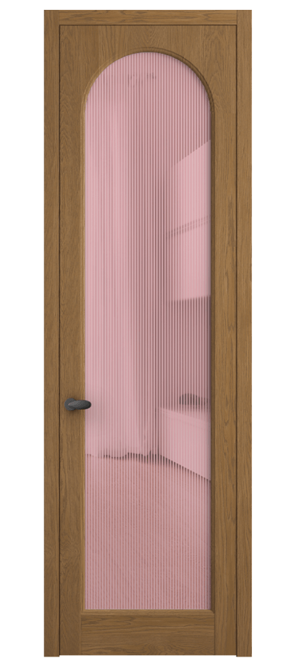 Межкомнатная дверь Палаццо 6804 Дуб пряный матовый Рифлёное розовое стекло "Дюна", триплекс Цена 8300 AZE | Volhovec