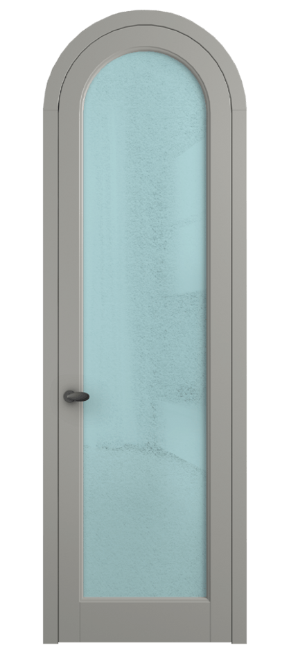 Межкомнатная дверь Палаццо 6814 Матовый нейтральный серый Фактурное голубое стекло "Лёд", триплекс Цена 6800 AZE | Volhovec