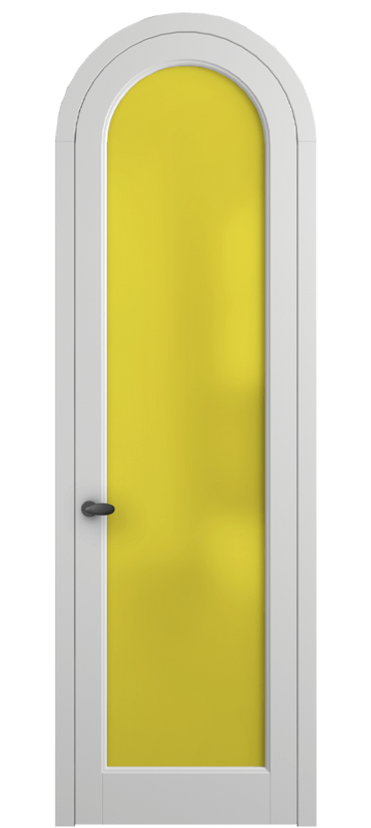 Межкомнатная дверь Палаццо 6814 Матовый белоснежный Сатинированное жёлтое стекло, триплекс Цена 6500 AZE | Volhovec