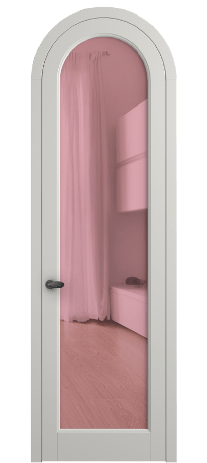 Межкомнатная дверь Палаццо 6814 Матовый серый Прозрачное розовое стекло, триплекс Цена 6700 AZE | Volhovec