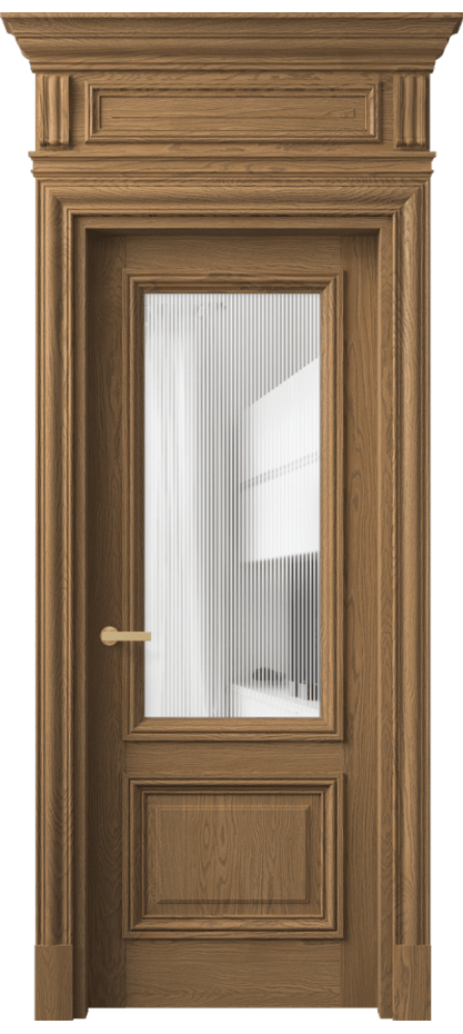 Межкомнатная дверь Антик 7302 Дуб мускатный матовый Рифлёное стекло "Дюна", триплекс Цена 14020 AZE | Volhovec