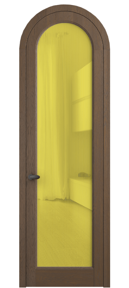 Межкомнатная дверь Палаццо 6814 Дуб туманный матовый Рифлёное желтое стекло "Дюна", триплекс Цена 11100 AZE | Volhovec