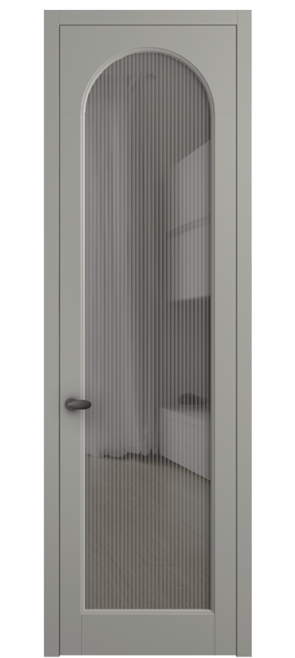 Межкомнатная дверь Палаццо 6804 Матовый нейтральный серый Рифлёное серое стекло "Мору", триплекс Цена 5500 AZE | Volhovec