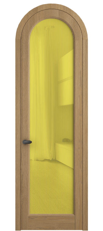 Межкомнатная дверь Палаццо 6814 Дуб пшеничный матовый Рифлёное желтое стекло "Дюна", триплекс Цена 11100 AZE | Volhovec