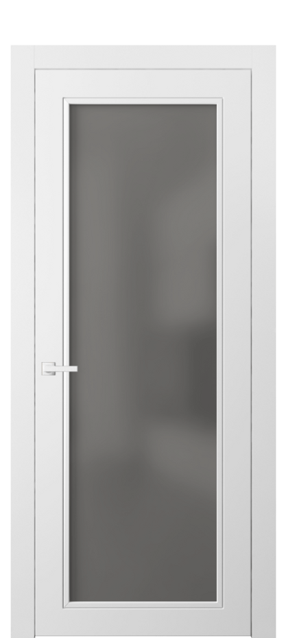 Межкомнатная дверь Neo Classic 8000 Матовый белоснежный Сатинированное серое стекло, триплекс Цена 3890 AZE | Volhovec