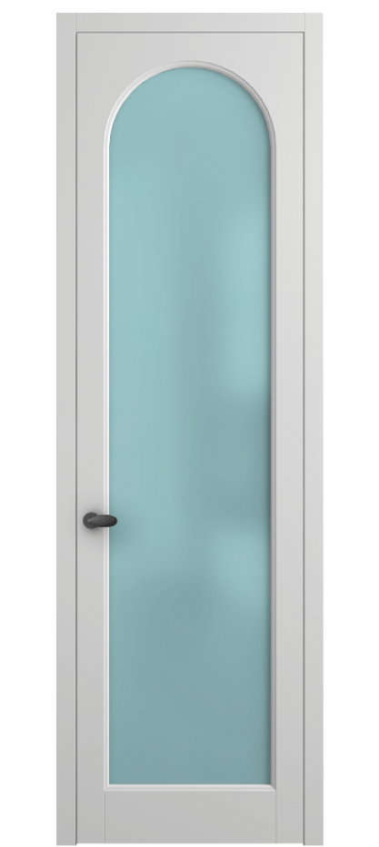 Межкомнатная дверь Палаццо 6804 Матовый белоснежный Сатинированное голубое стекло, триплекс Цена 5100 AZE | Volhovec