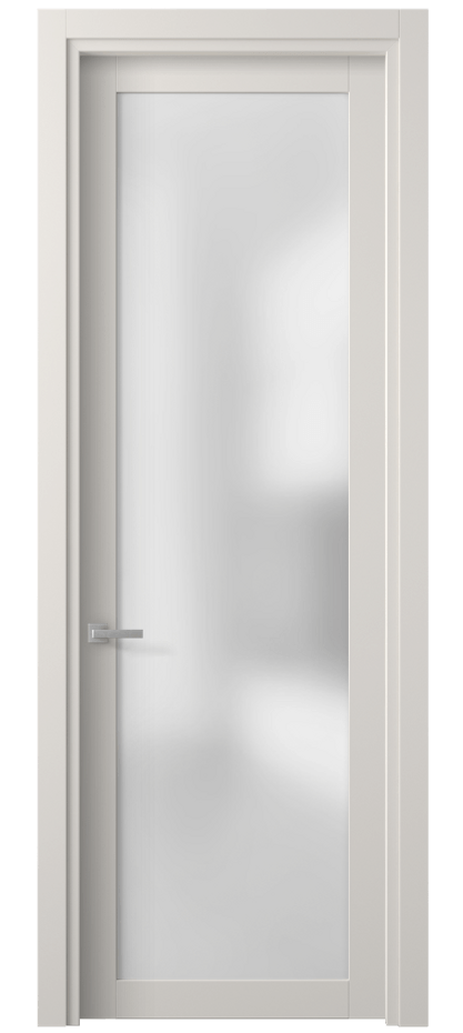 Межкомнатная дверь Планум 2102 Матовый пудровый белый Сатинированное стекло Цена 2640 AZE | Volhovec