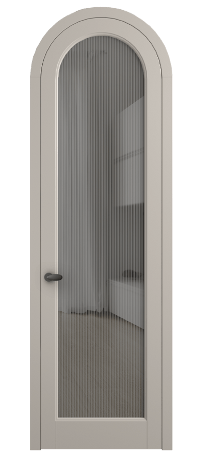 Межкомнатная дверь Палаццо 6814 Матовый светло-бежевый Рифлёное серое стекло "Moru", триплекс Цена 6900 AZE | Volhovec