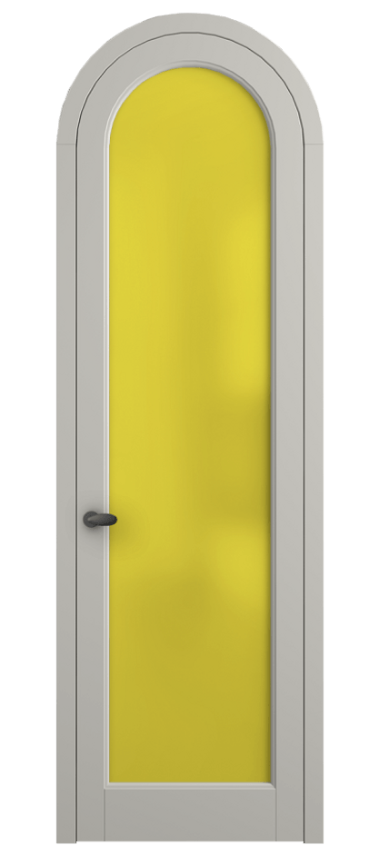 Межкомнатная дверь Палаццо 6814 Матовый тёплый серый Сатинированное жёлтое стекло, триплекс Цена 6500 AZE | Volhovec