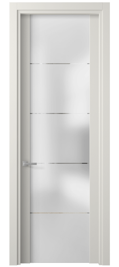 Межкомнатная дверь Planum 4114 Софт-тач белоснежный Сатинированное стекло с гравировкой «КВАДРО», триплекс 8 мм Цена 1400 AZE | Volhovec