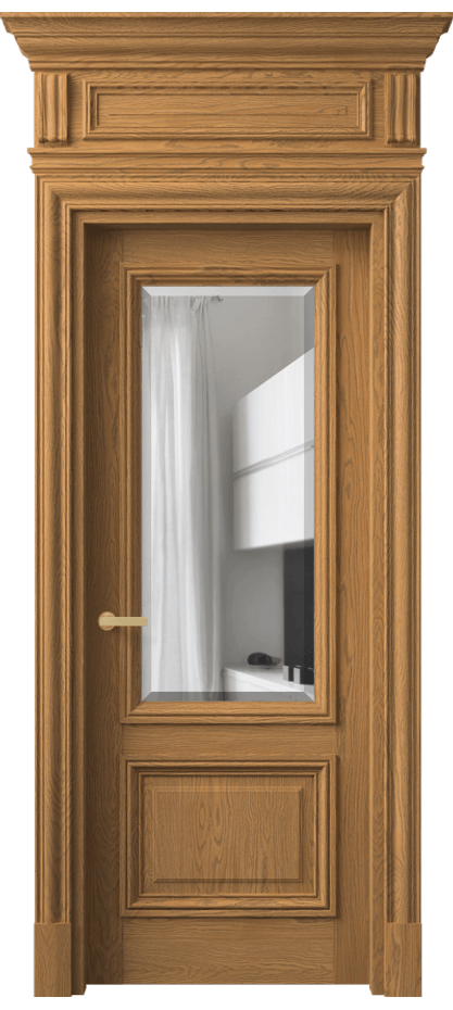 Межкомнатная дверь Антик 7302 Дуб солнечный матовый Прозрачное стекло с фацетом Цена 273289 ₽ | Volhovec