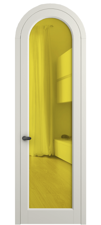 Межкомнатная дверь Палаццо 6814 Матовый жемчужный Прозрачное жёлтое стекло, триплекс Цена 6500 AZE | Volhovec