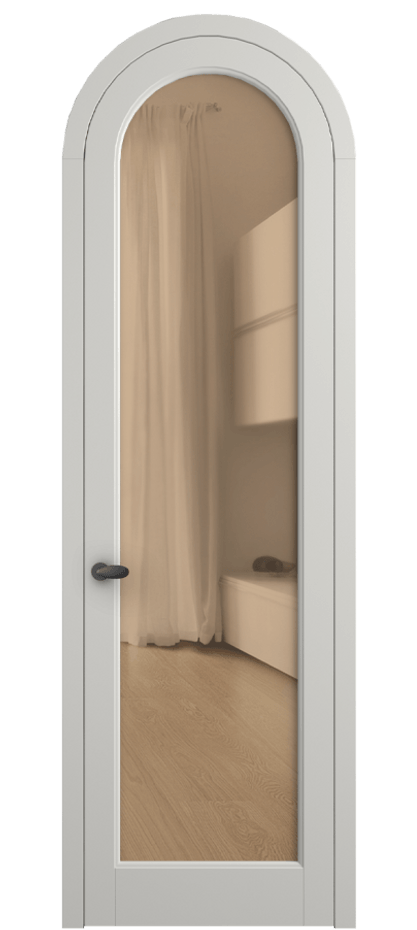 Межкомнатная дверь Палаццо 6814 Матовый серый Прозрачное оранжевое стекло, триплекс Цена 6500 AZE | Volhovec