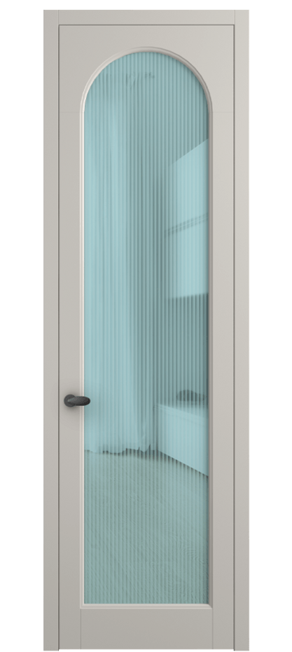 Межкомнатная дверь Палаццо 6804 Матовый облачно-серый Рифлёное голубое стекло "Moru", триплекс Цена 5500 AZE | Volhovec