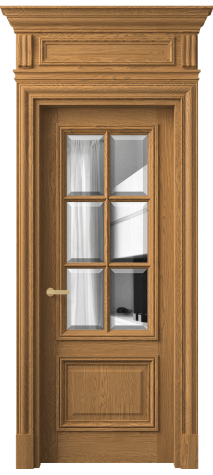 Межкомнатная дверь Антик 7312 Дуб солнечный матовый Двустороннее зеркало с фацетом, триплекс Цена 15440 AZE | Volhovec