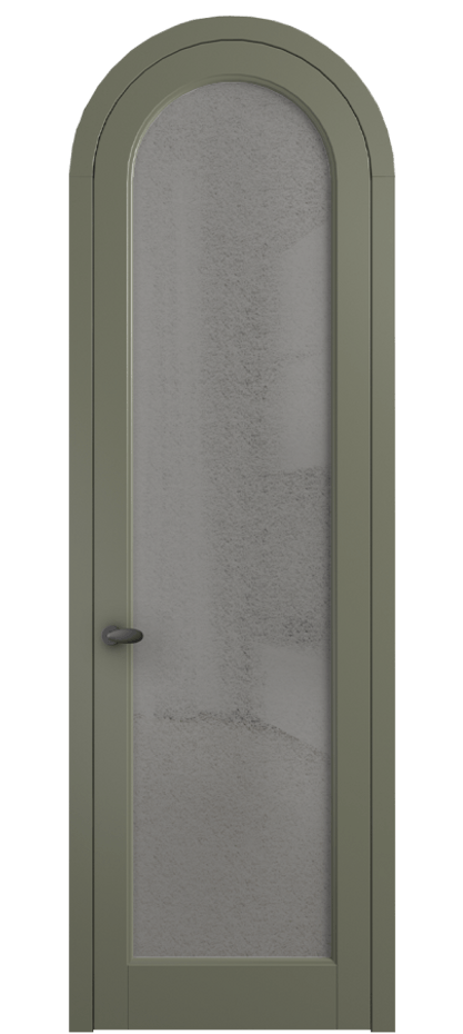 Межкомнатная дверь Палаццо 6814 Матовый оливковый тёмный Фактурное серое стекло "Лёд", триплекс Цена 6800 AZE | Volhovec