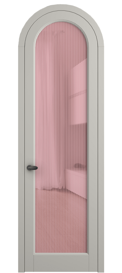 Межкомнатная дверь Палаццо 6814 Матовый тёплый серый Рифлёное розовое стекло "Moru", триплекс Цена 6900 AZE | Volhovec