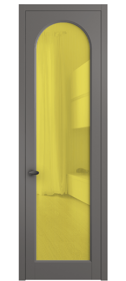 Межкомнатная дверь Палаццо 6804 Матовый классический серый Рифлёное желтое стекло "Дюна", триплекс Цена 5400 AZE | Volhovec