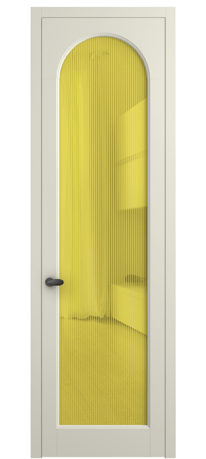 Межкомнатная дверь Палаццо 6804 Матовый молочно-белый Рифлёное желтое стекло "Дюна", триплекс Цена 103029 ₽ | Volhovec