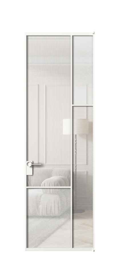 Межкомнатная дверь Mosaic АЛПЛ041.12 Алюминий Белый Рифлёное стекло "Дюна", триплекс, 6 мм + Фактурное стекло "Лёд", триплекс Цена 8761 AZE | Volhovec